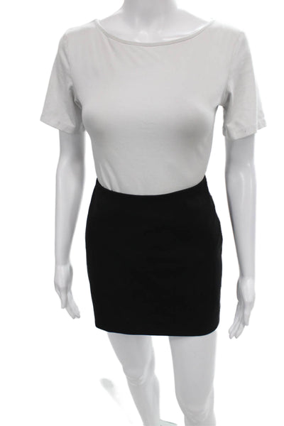 Alice + Olivia Womens Black Mini Skirt Polyester Zip Knee Length Size 4