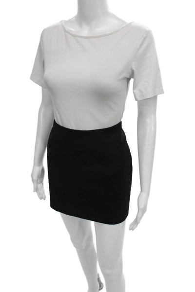 Alice + Olivia Womens Black Mini Skirt Polyester Zip Knee Length Size 4