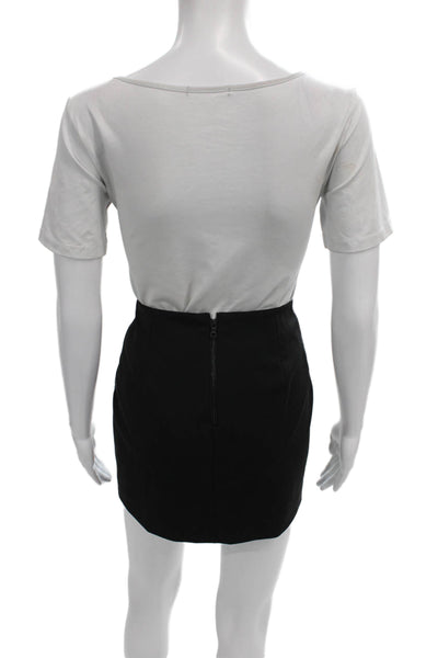 Alice + Olivia Womens Black Mini Skirt Polyester Zip Knee Length Size 4