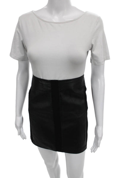 BB Dakota Womens Leather Straight Pencil Knee Length Black Zip Skirt Size 6