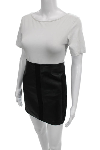BB Dakota Womens Leather Straight Pencil Knee Length Black Zip Skirt Size 6