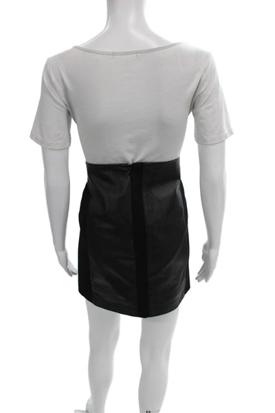 BB Dakota Womens Leather Straight Pencil Knee Length Black Zip Skirt Size 6