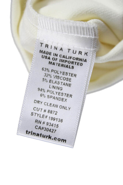 Trina Turk Womens Ivory V-Neck 3/4 Sleeve Polyester Basic Blouse Size XS