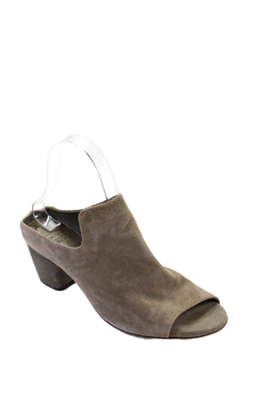 Officine Creative Womens Suede Open Toe Heels Beige Size 37.5 7.5