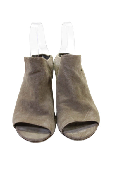 Officine Creative Womens Suede Open Toe Heels Beige Size 37.5 7.5