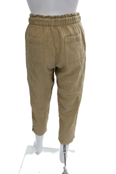 Madewell Women Cropped Beige Cotton Drawstring Pants Size 2XS