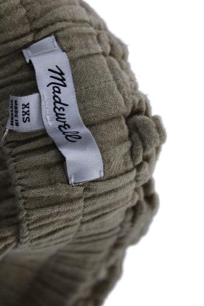 Madewell Women Cropped Beige Cotton Drawstring Pants Size 2XS