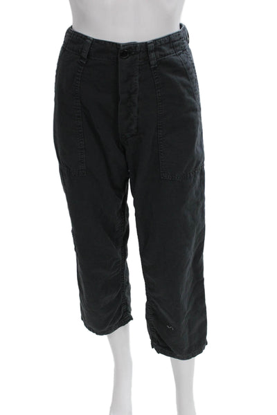The Great Womens Cargo Pants Black Cotton Button Size 25