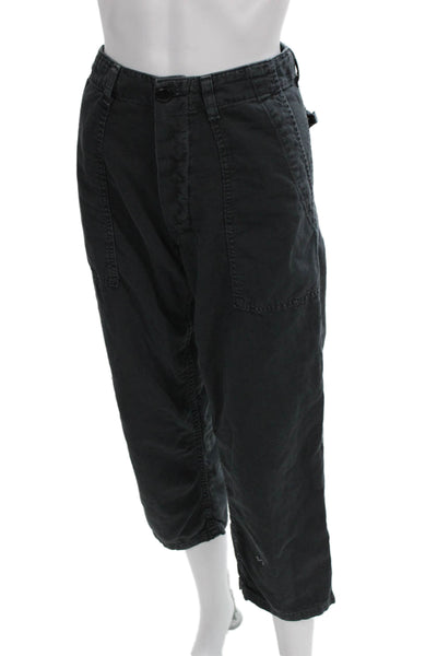 The Great Womens Cargo Pants Black Cotton Button Size 25