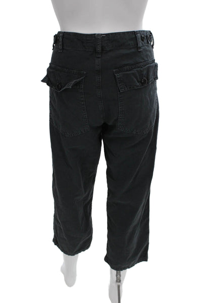 The Great Womens Cargo Pants Black Cotton Button Size 25