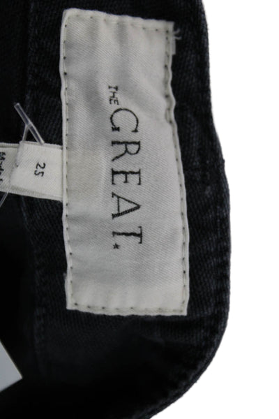 The Great Womens Cargo Pants Black Cotton Button Size 25