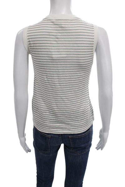 Frame Womens Basic Striped Organic Linen Tank White Size S Petites