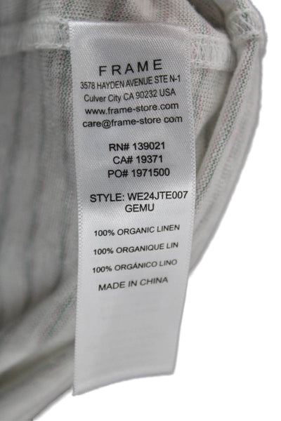Frame Womens Basic Striped Organic Linen Tank White Size S Petites