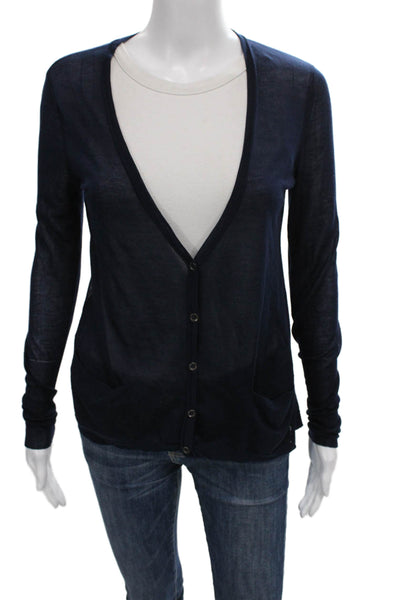 Rag & Bone Womens V-Neck Long Sleeve Cardigan Blue Size 0