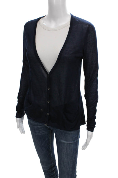 Rag & Bone Womens V-Neck Long Sleeve Cardigan Blue Size 0