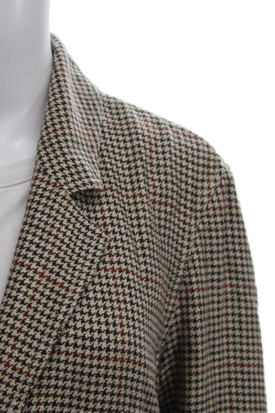 We The Free Women Houndstooth Linen Blend Button Basic Jacket Brown Size XS