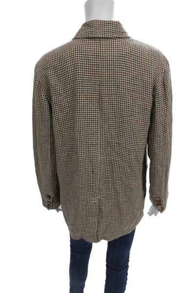 We The Free Women Houndstooth Linen Blend Button Basic Jacket Brown Size XS