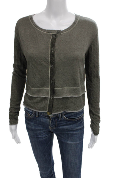 Transit Par Such Womens Cardigan Green Wool Long Sleeve Size 3