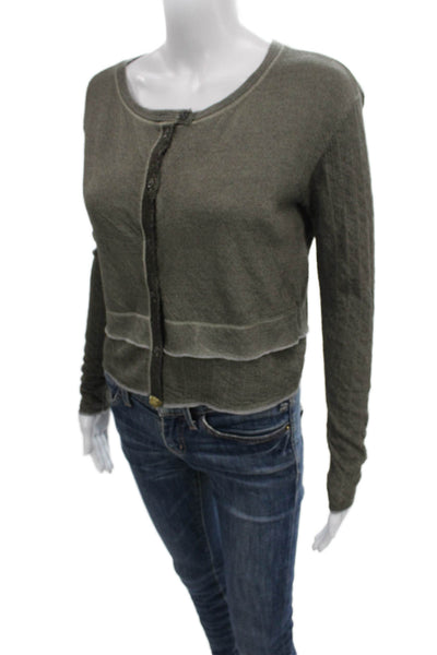 Transit Par Such Womens Cardigan Green Wool Long Sleeve Size 3