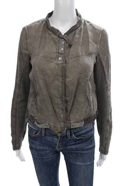 Transit Par Such Womens Linen Gray Basic Jacket Button Casual Size 2