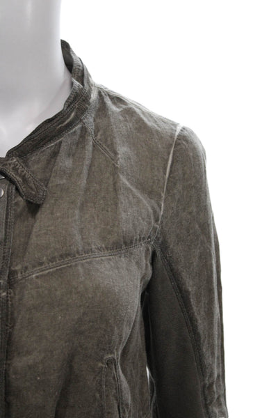 Transit Par Such Womens Linen Gray Basic Jacket Button Casual Size 2