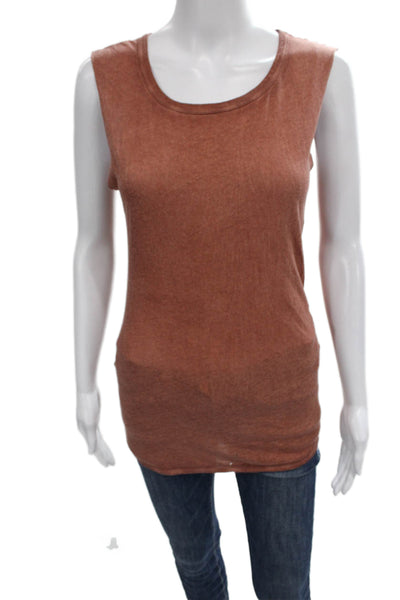Humanoid Womens Basic Orange Organic Cotton Sleeveless Tank Round Neck Size S