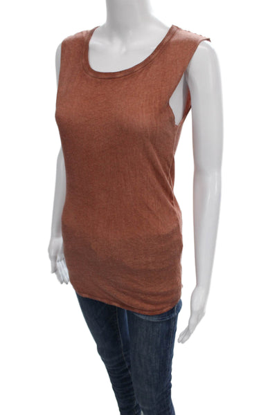 Humanoid Womens Basic Orange Organic Cotton Sleeveless Tank Round Neck Size S