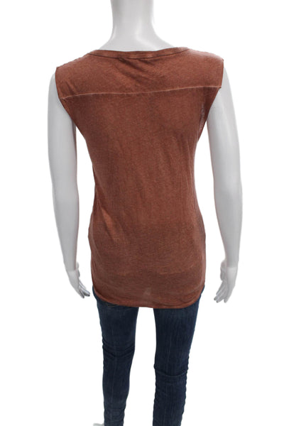 Humanoid Womens Basic Orange Organic Cotton Sleeveless Tank Round Neck Size S
