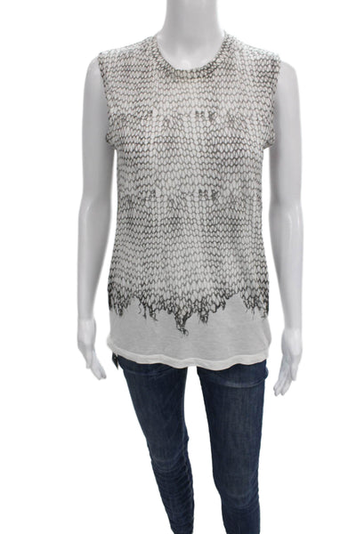 Joseph Womens Sleeveless Jersey Tank White Cotton Geometric Round Neck Size XS