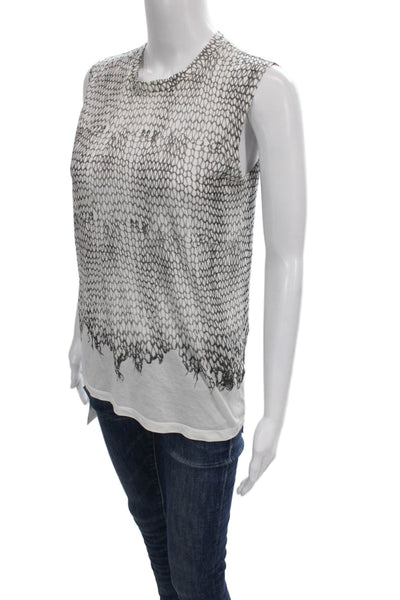 Joseph Womens Sleeveless Jersey Tank White Cotton Geometric Round Neck Size XS
