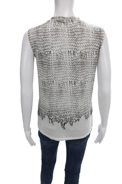Joseph Womens Sleeveless Jersey Tank White Cotton Geometric Round Neck Size XS