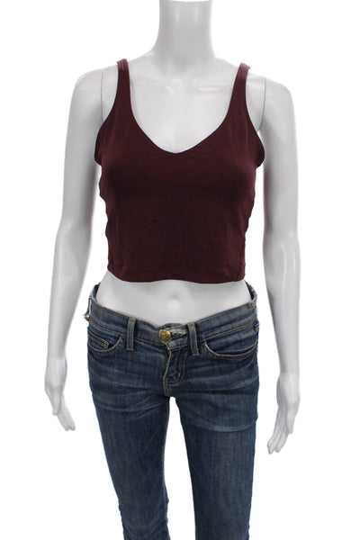 Lululemon Women Cropped V-Neck Tank Red Sleeveless Polyester Blend Size S