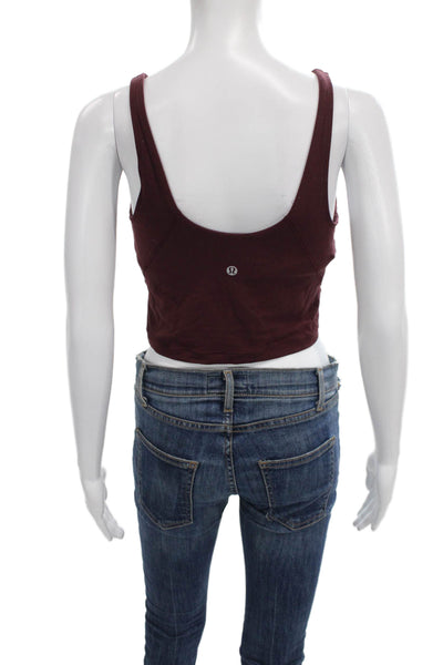 Lululemon Women Cropped V-Neck Tank Red Sleeveless Polyester Blend Size S