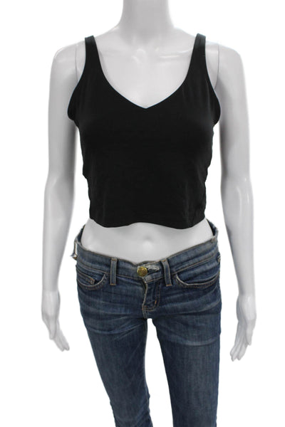 Lululemon Womens Cropped V-Neck Sleeveless Tank Black Polyester Blend Size S