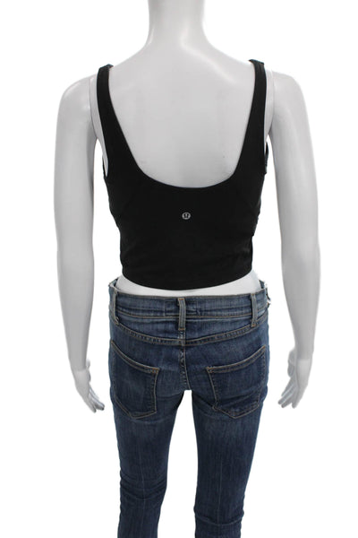 Lululemon Womens Cropped V-Neck Sleeveless Tank Black Polyester Blend Size S