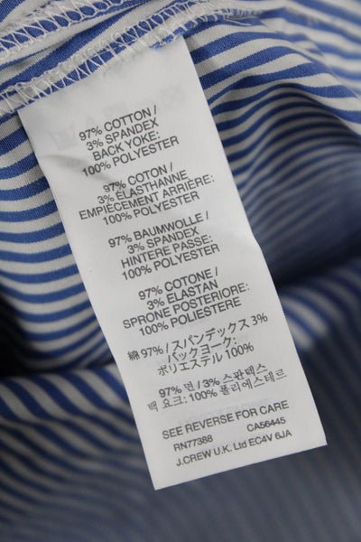 J Crew Womens Tunic Blouse Blue Striped Ruffle Neck Sleeveless Size 4