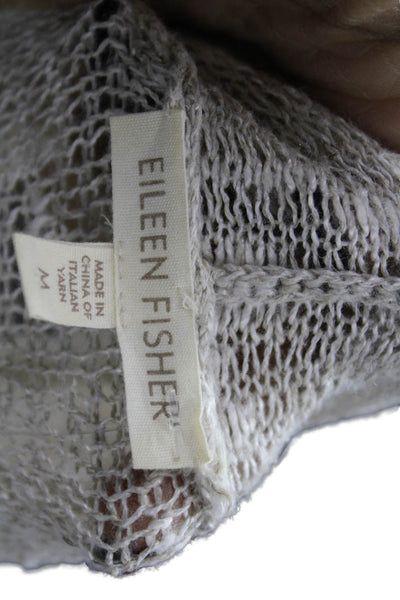 Eileen Fisher Womens Cardigan Beige 3/4 Sleeve Linen Viscose Size M
