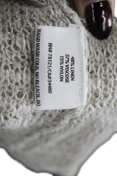 Eileen Fisher Womens Cardigan Beige 3/4 Sleeve Linen Viscose Size M