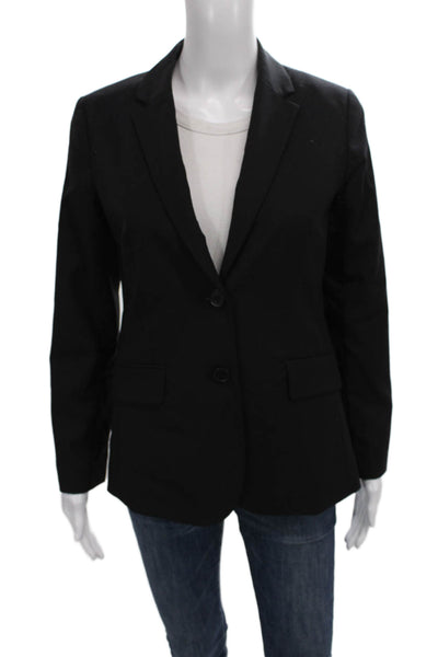J Crew Womens Black Wool Blazer Long Sleeve Button Front Size 4