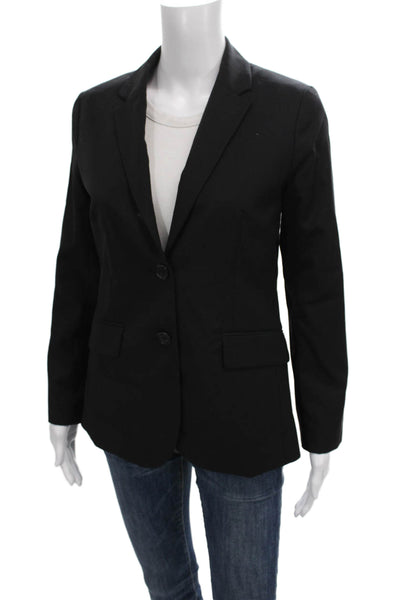 J Crew Womens Black Wool Blazer Long Sleeve Button Front Size 4