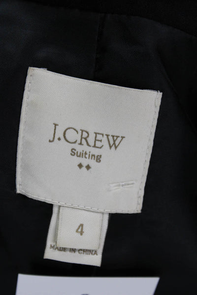 J Crew Womens Black Wool Blazer Long Sleeve Button Front Size 4
