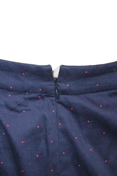 J Crew Womens Straight Pencil Skirt Blue Polka Dot Zip Knee Length Size 8