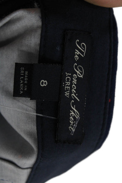 J Crew Womens Straight Pencil Skirt Blue Polka Dot Zip Knee Length Size 8