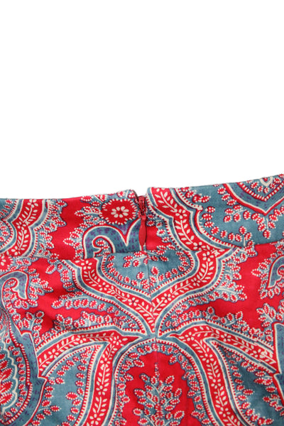 J Crew Women Straight Pencil Skirt Multicolor Zip 98% Cotton 2% Spandex Size 8