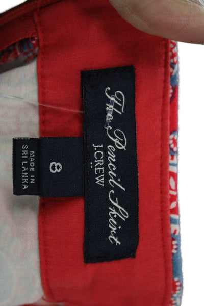 J Crew Women Straight Pencil Skirt Multicolor Zip 98% Cotton 2% Spandex Size 8