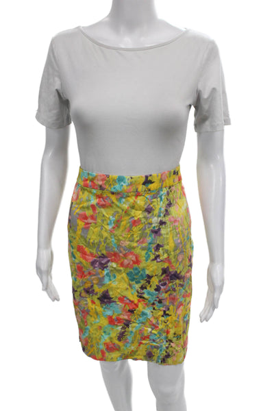 J Crew Womens Multicolor Floral Pencil Skirt Knee Length Cotton Size 8