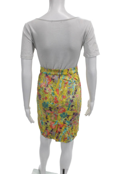 J Crew Womens Multicolor Floral Pencil Skirt Knee Length Cotton Size 8