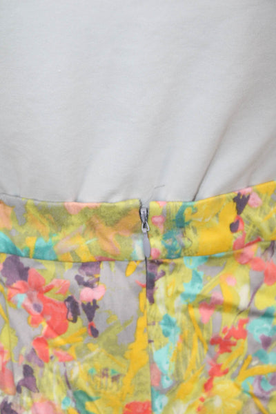 J Crew Womens Multicolor Floral Pencil Skirt Knee Length Cotton Size 8