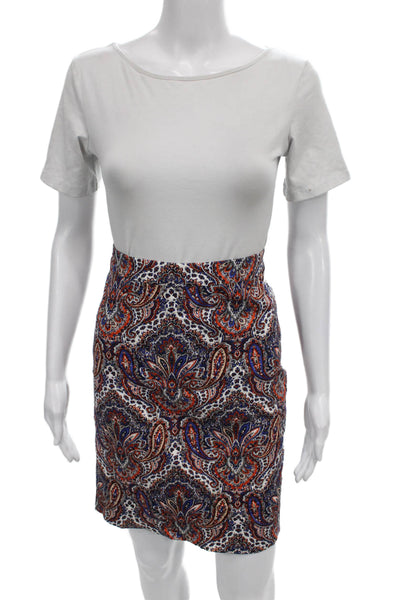 J Crew Womens Multicolor Paisley Straight Pencil Skirt Cotton Spandex Size 8