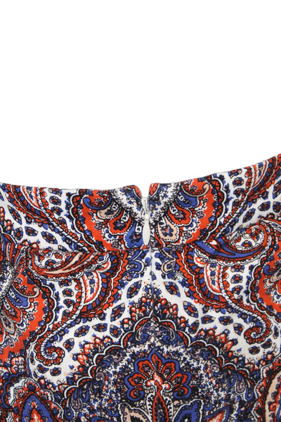 J Crew Womens Multicolor Paisley Straight Pencil Skirt Cotton Spandex Size 8